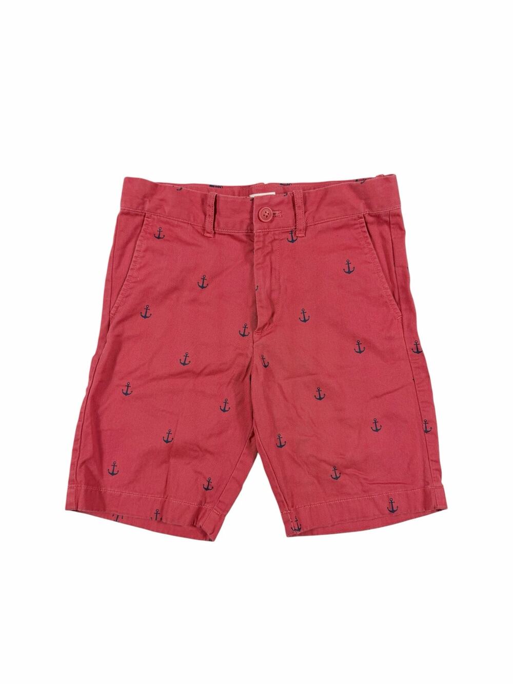 Crewcuts J.Crew Boys Chino Shorts Red Navy Anchor Print Nautical Size 10